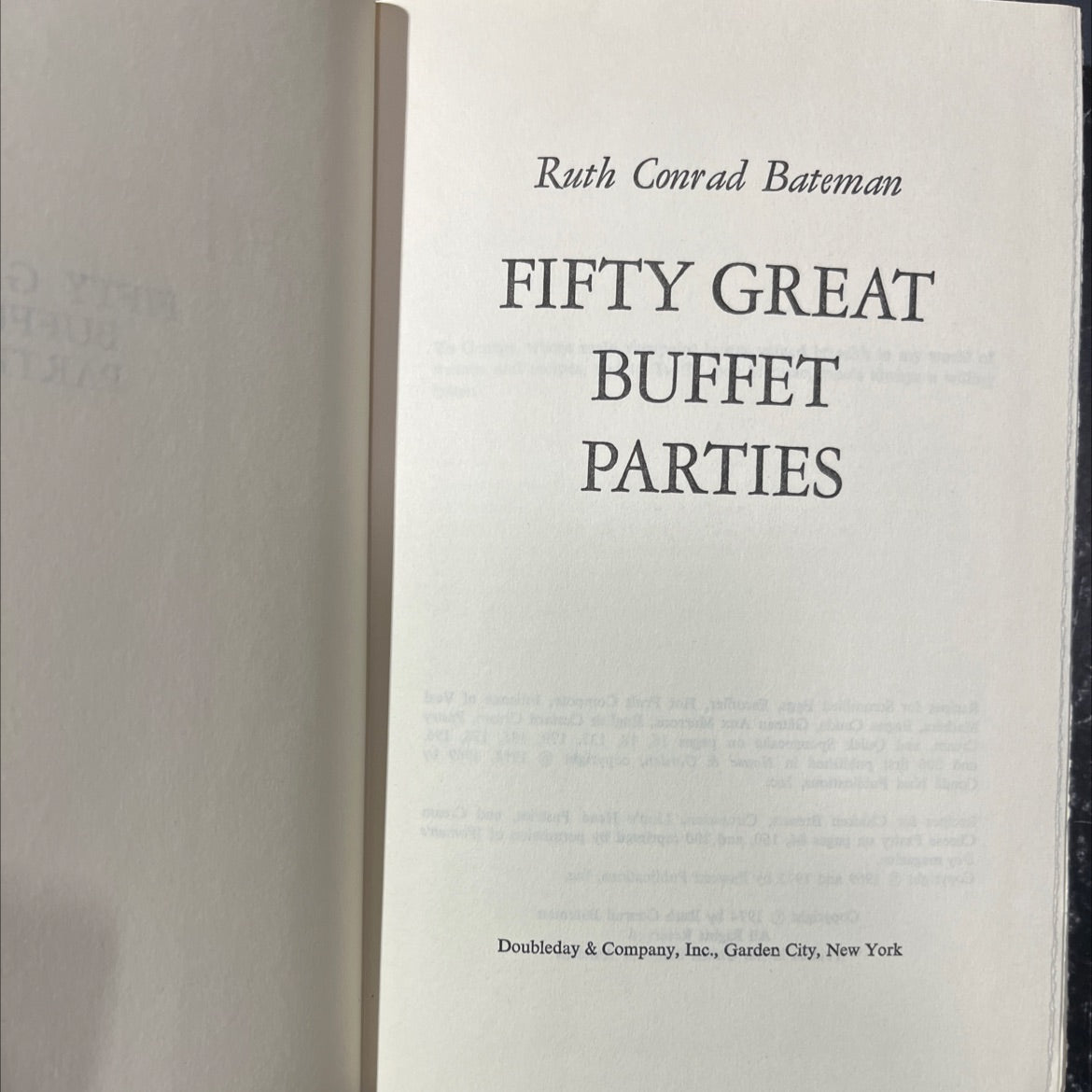 fifty great buffet parties book, by Ruth Conrad Bateman, 1974 Hardcover image 2