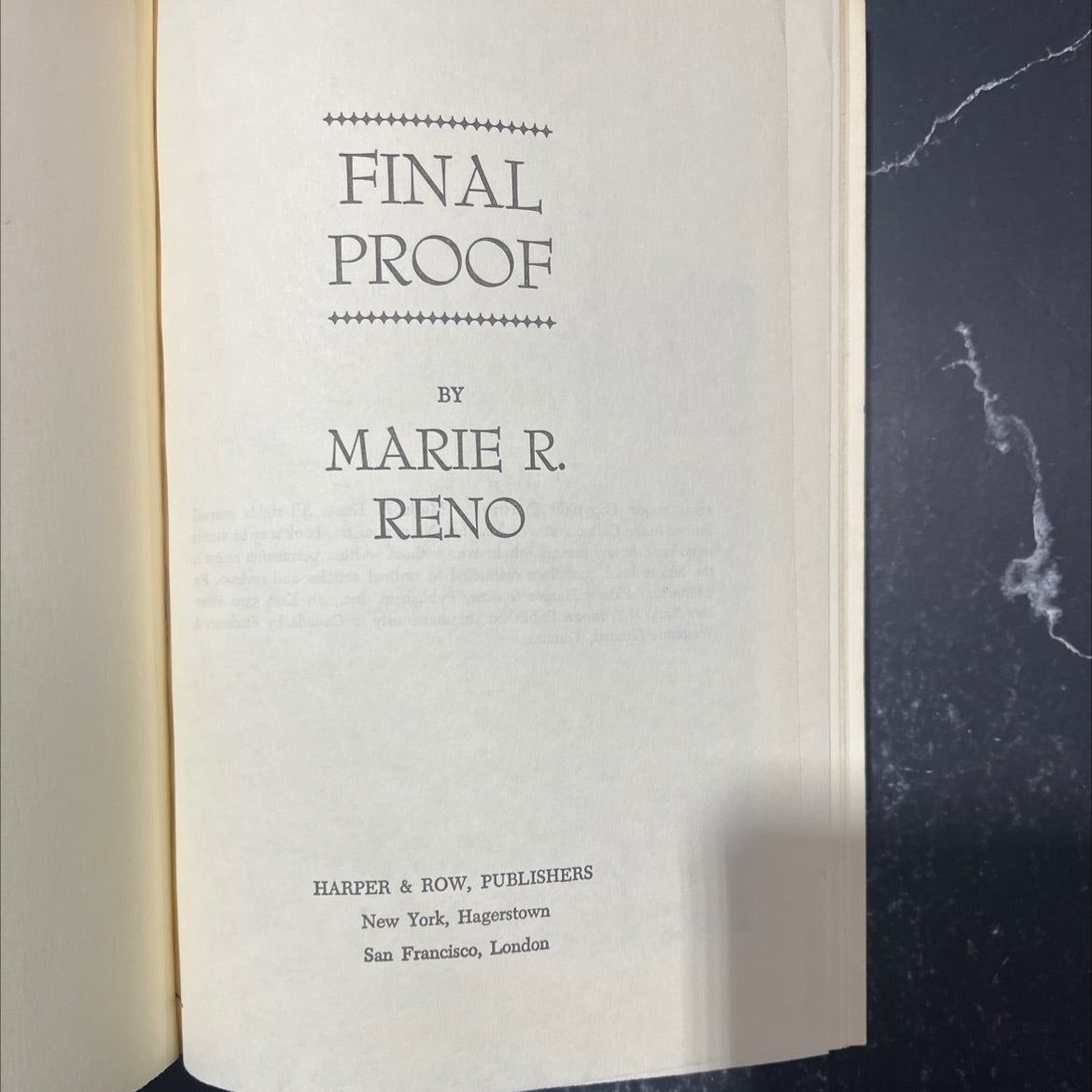final proof book, by marie r. reno, 1976 Hardcover image 2