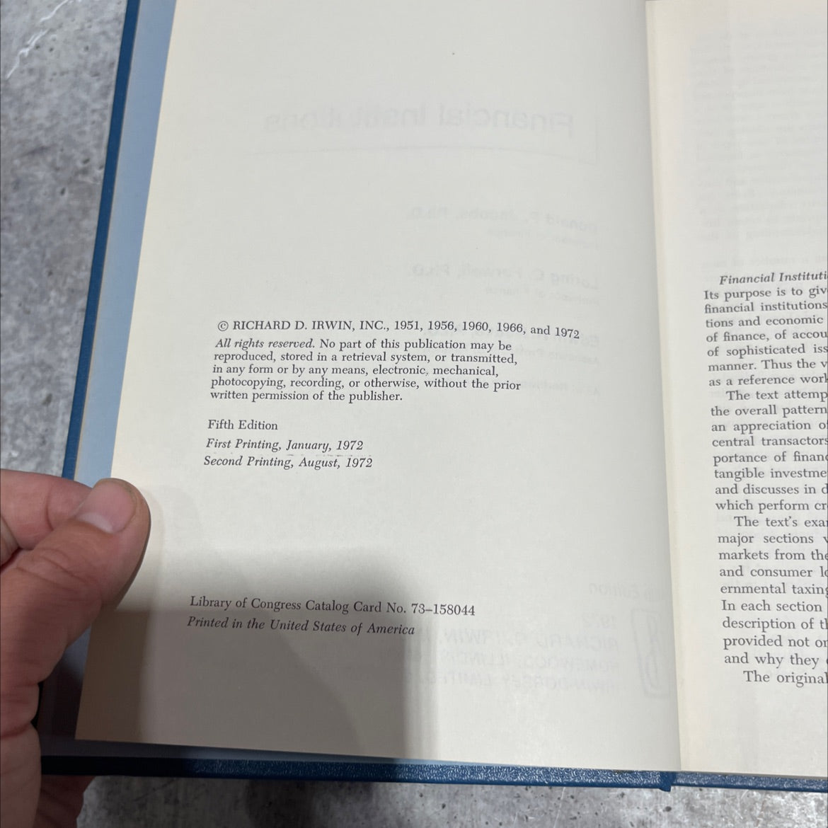 financial institutions book, by donald p. jacobs, loring c. farwell, edwin h. neave, 1972 Hardcover image 3