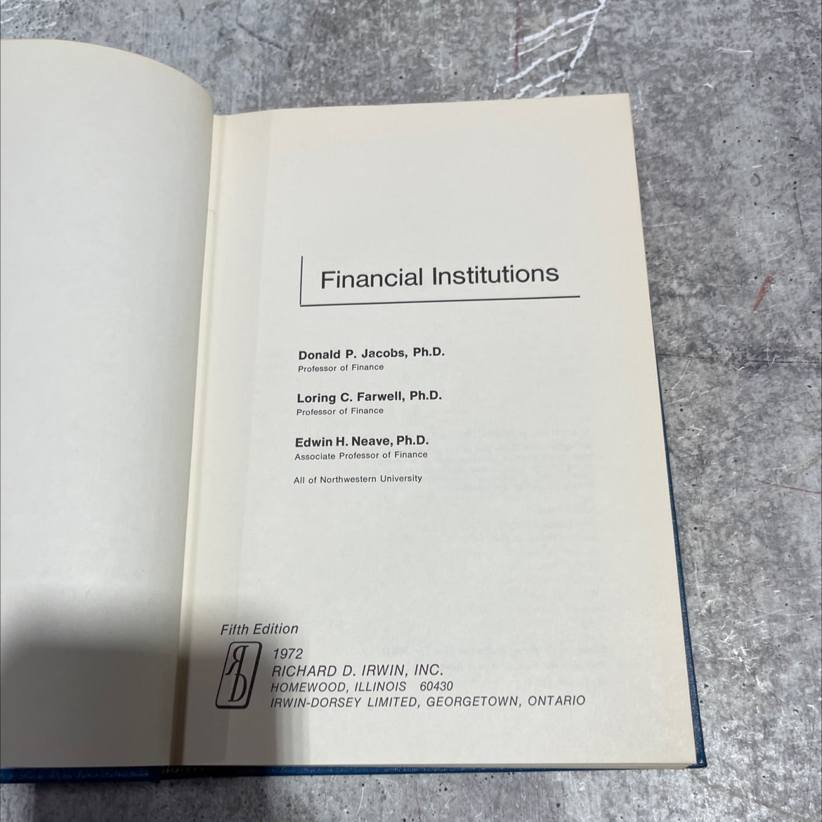 financial institutions book, by donald p. jacobs, loring c. farwell, edwin h. neave, 1972 Hardcover image 2