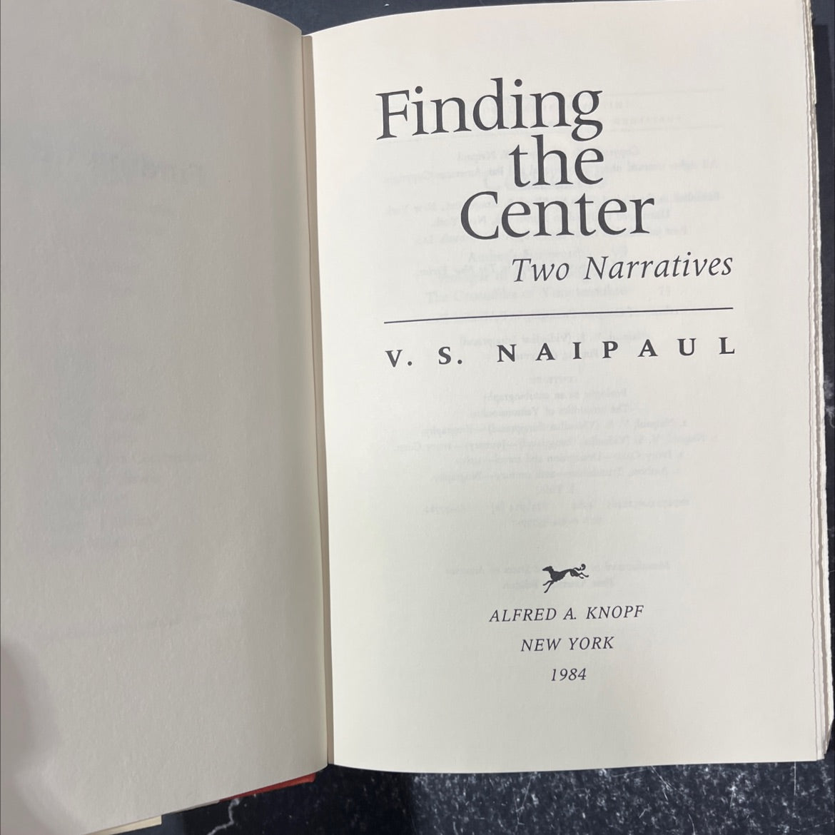 finding the center two narratives book, by V. S. Naipaul, 1984 Hardcover image 2