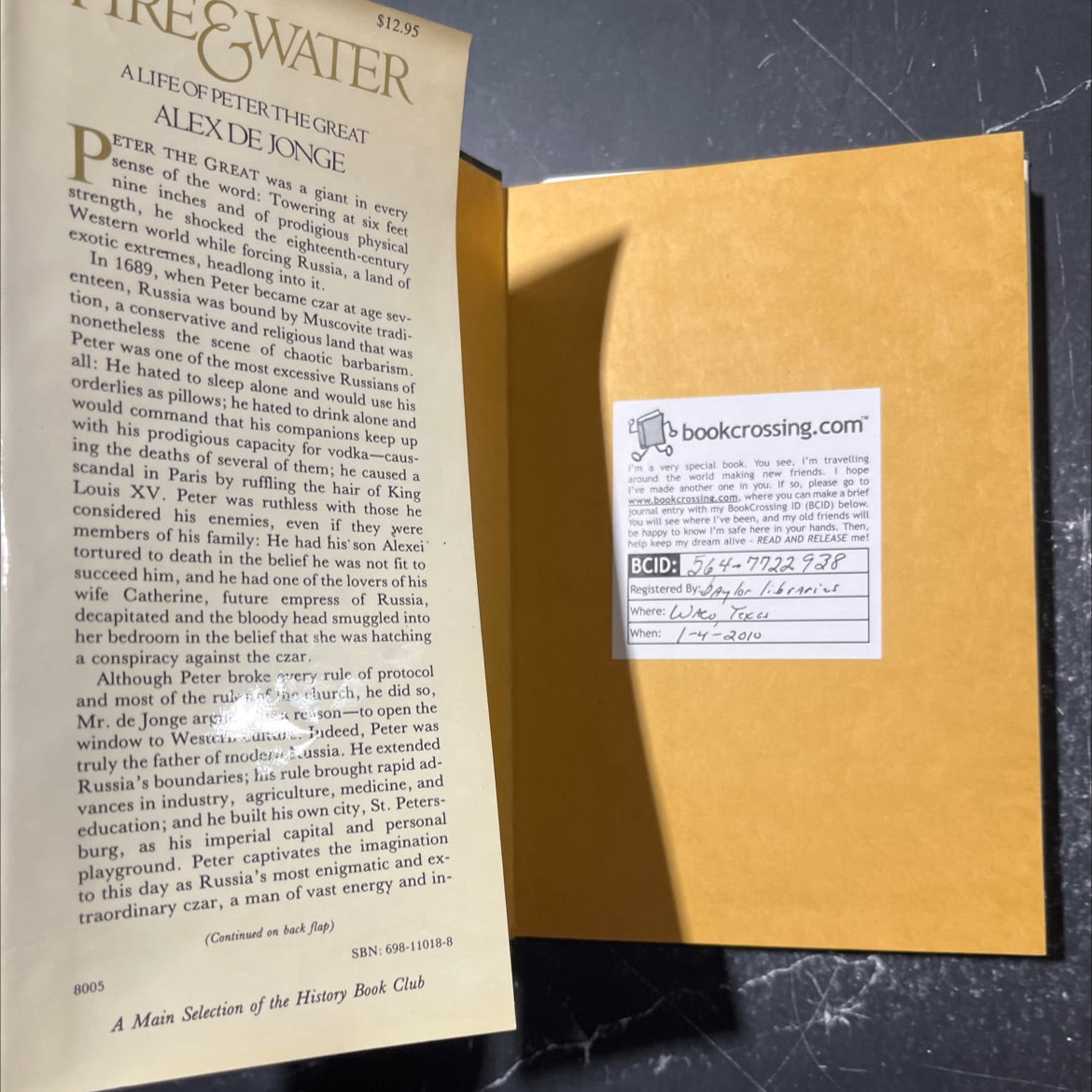 fire and water a life of peter the great book, by Alex de Jonge, 1980 Hardcover image 4