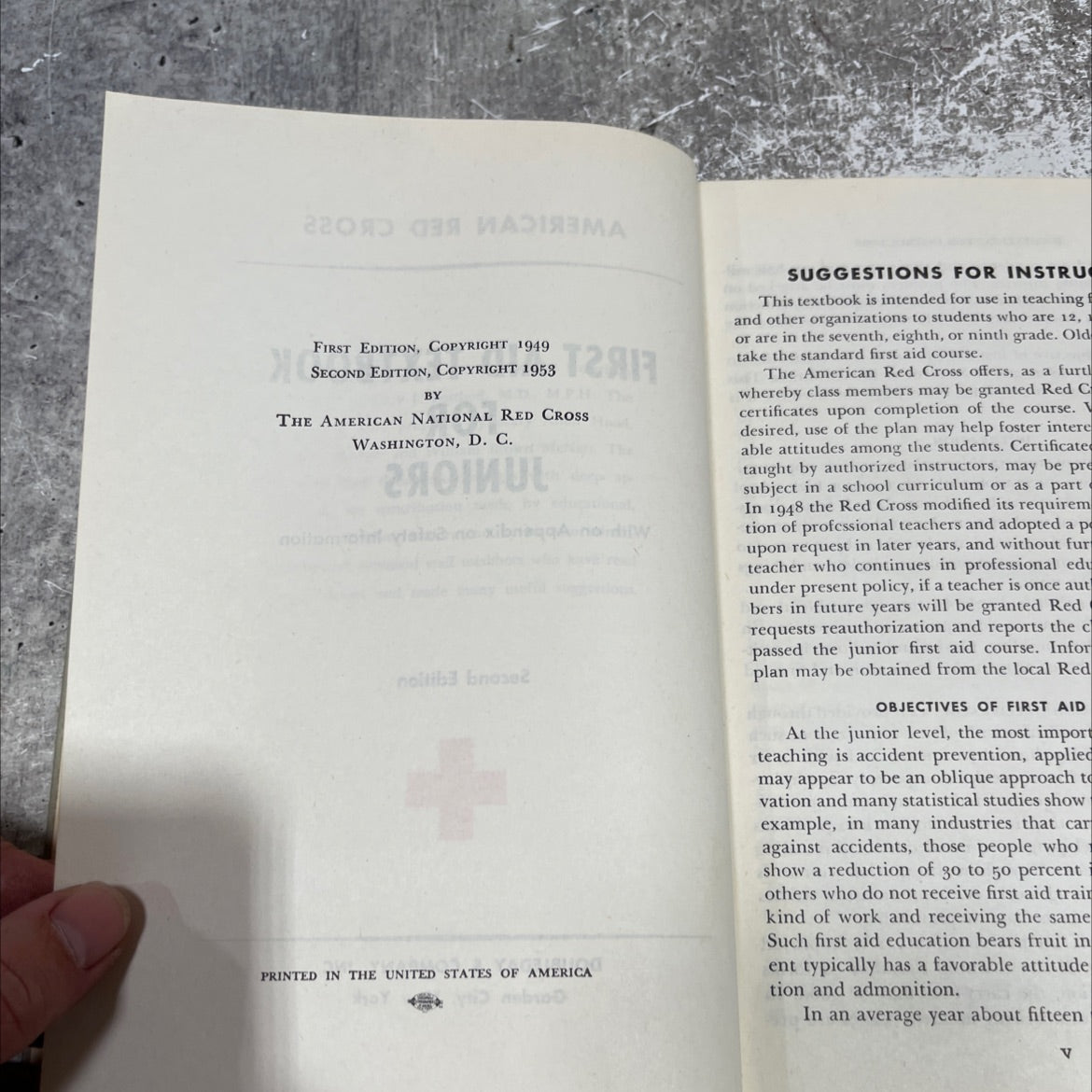 first aid textbook for juniors book, by american red cross, 1953 Hardcover image 3