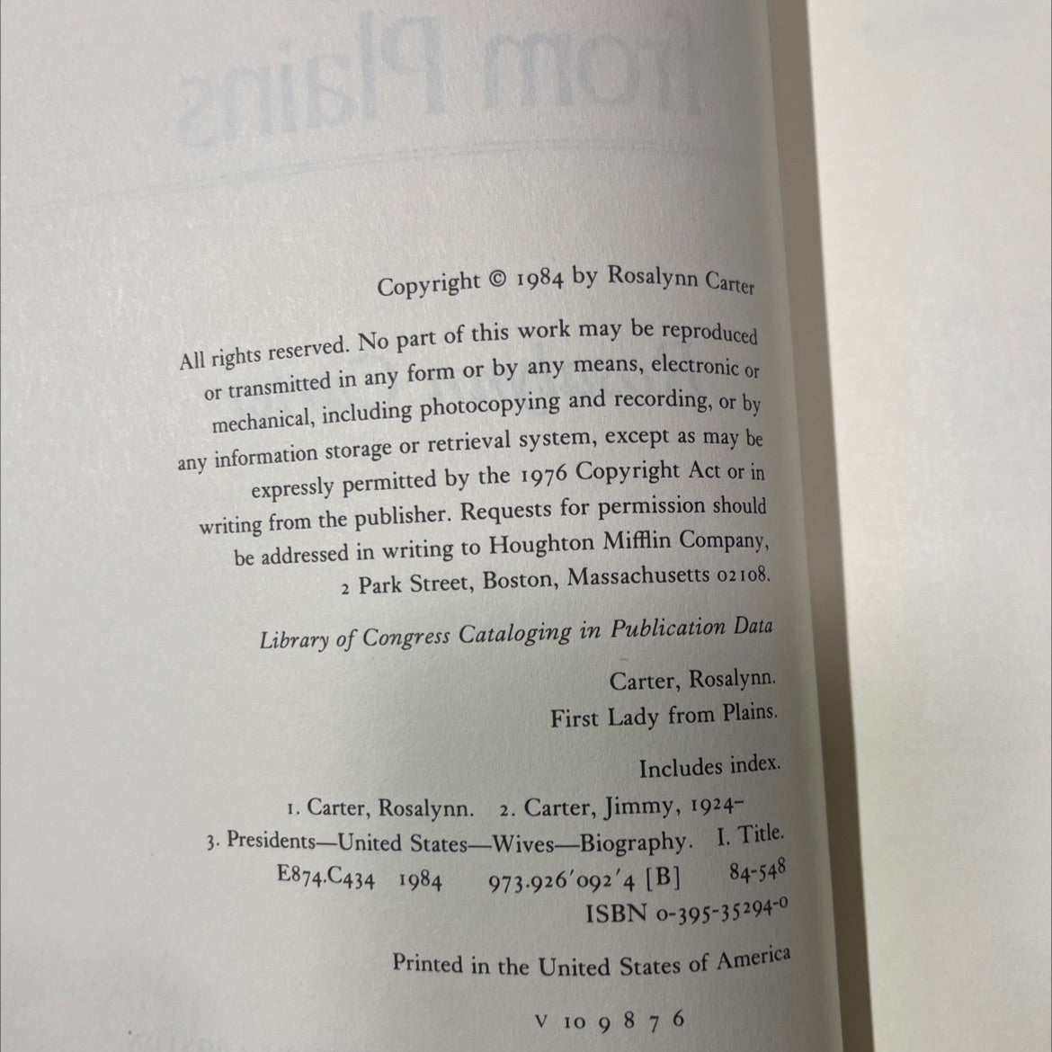 SIGNED first lady from plains book, by rosalynn carter, 1984 Hardcover, First Edition, Vintage image 3