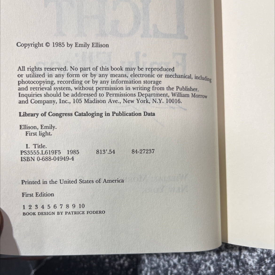 SIGNED first light book, by emily ellison, 1985 Hardcover, First Edition, Vintage image 3