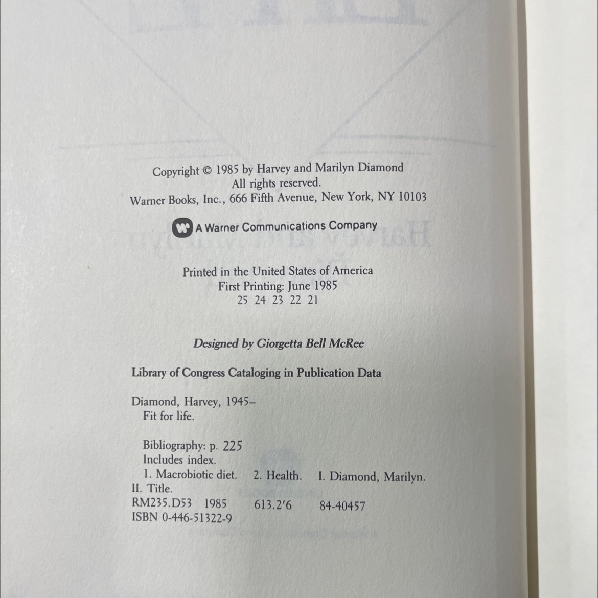 fit for life book, by Harvey and Marilyn Diamond, 1985 Hardcover image 3