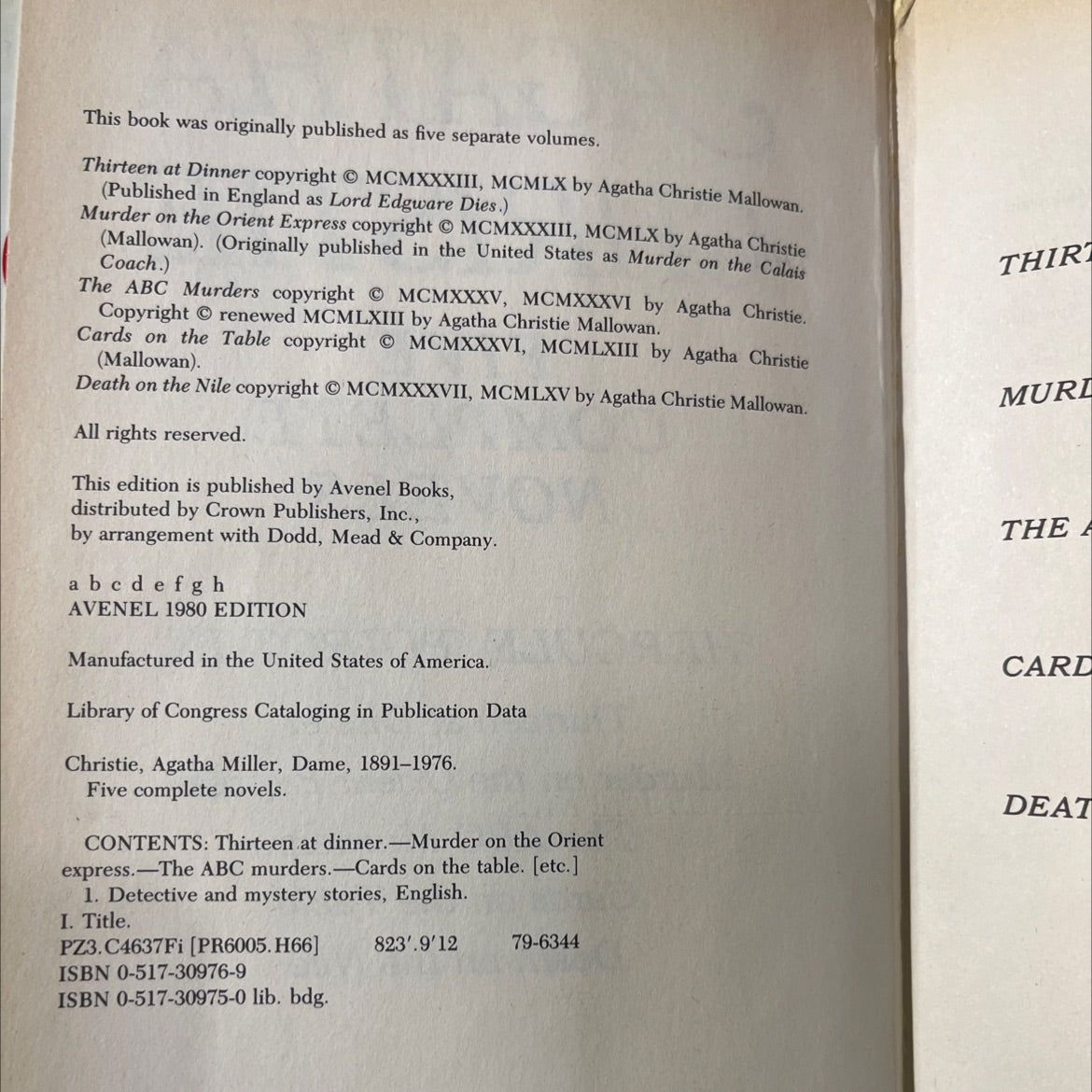 five complete novels book, by agatha christie, 1980 Hardcover image 3