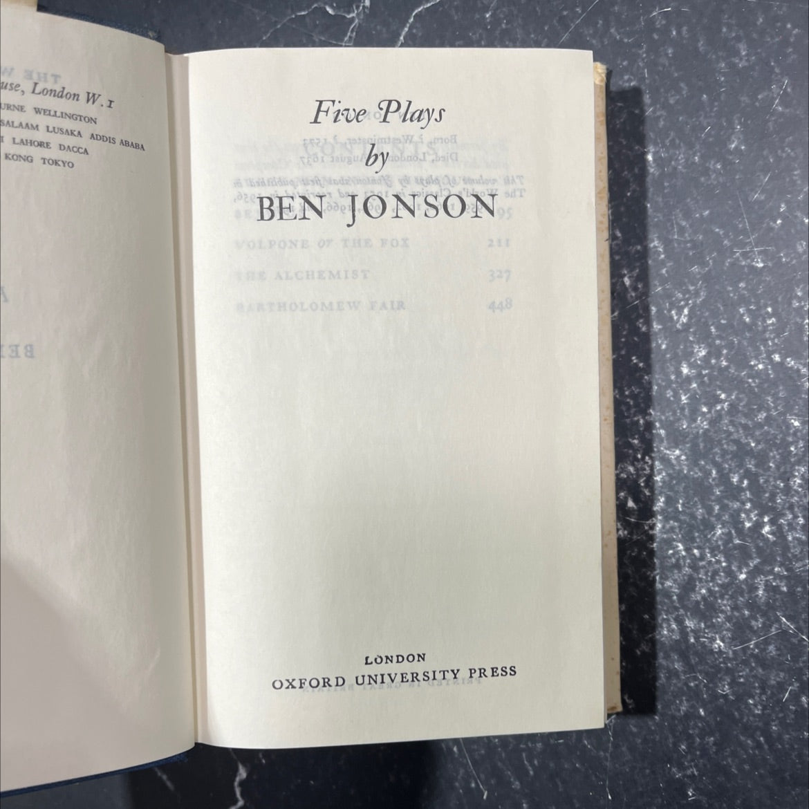five plays book, by ben jonson, 1970 Hardcover image 2