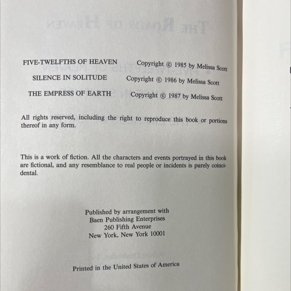 five-twelfths of heaven book, by Melissa Scott, 1987 Hardcover image 3
