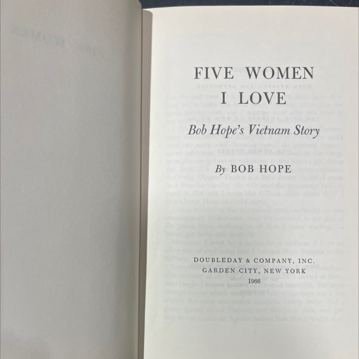 five women i love bob hope's vietnam story book, by bob hope, 1966 Hardcover image 2