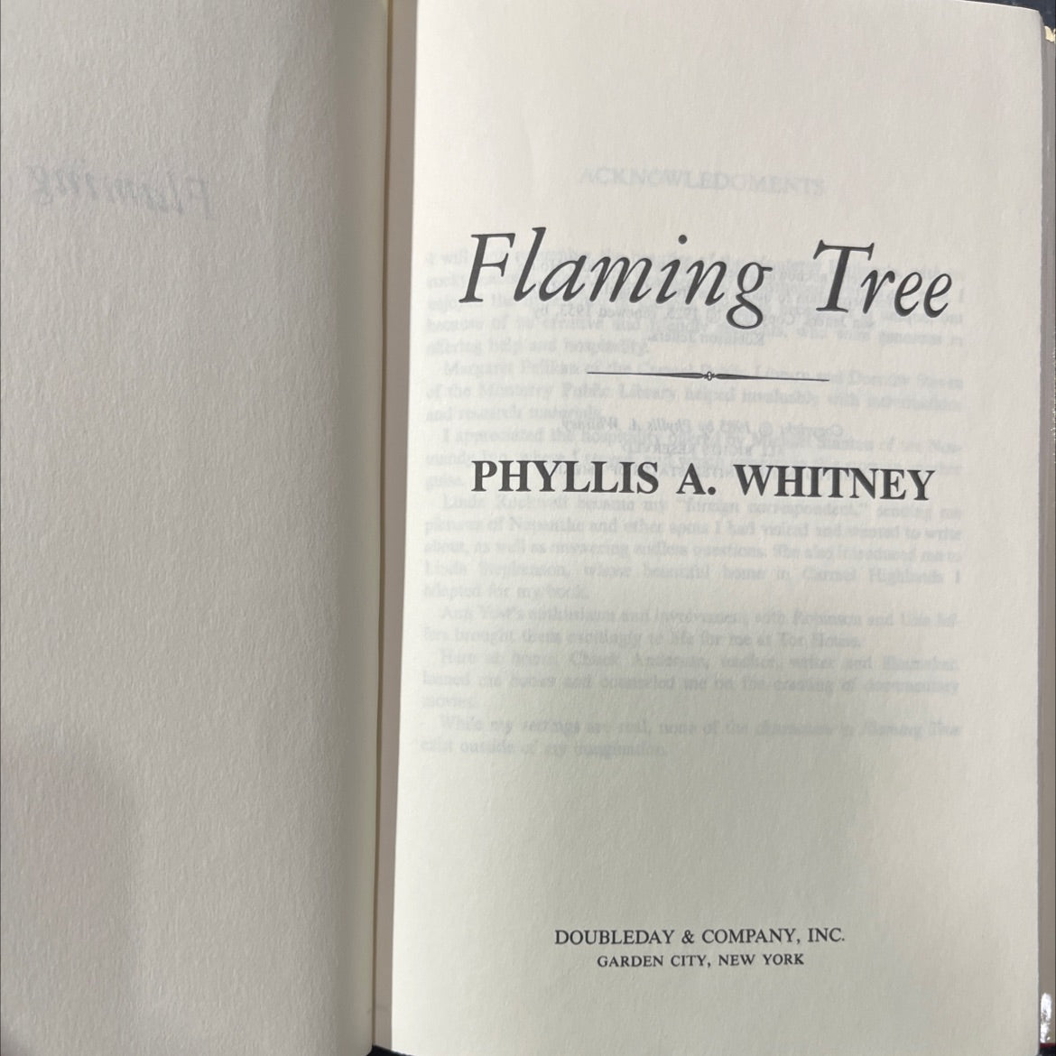 flaming tree book, by phyllis a. whitney, 1985 Hardcover image 2