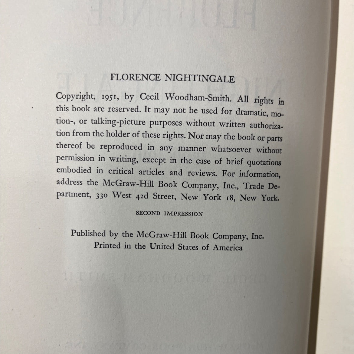 florence nightingale 1820-1910 book, by cecil woodham-smith, 1951 Hardcover image 3