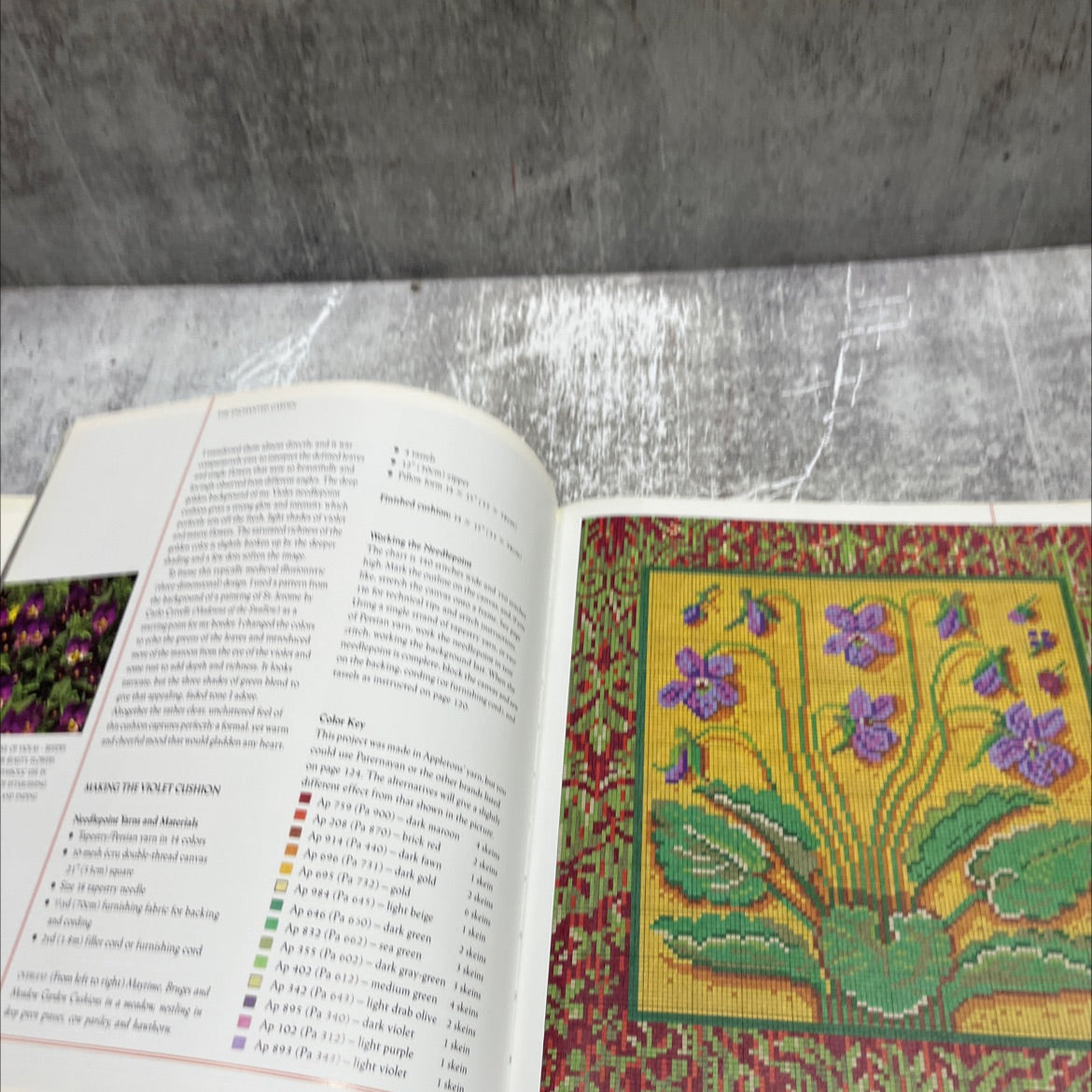 flowers, birds, and unicorns: medieval needlepoint book, by Candace Bahouth, 1993 Hardcover image 4