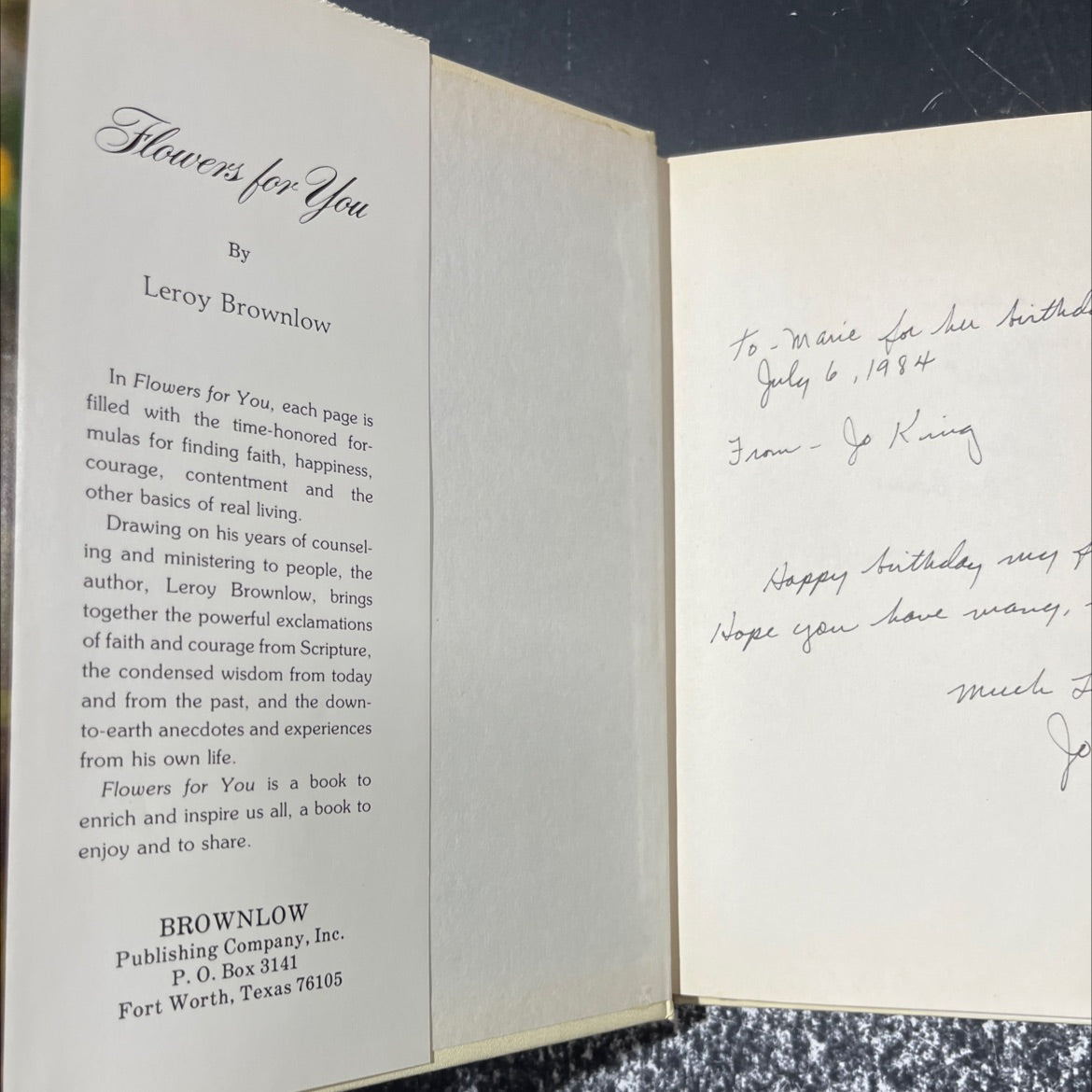 flowers for you book, by leroy brownlow, 1963 Hardcover image 4