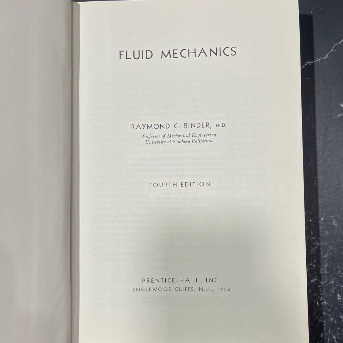fluid mechanics book, by raymond c. binder, 1962 Hardcover image 2