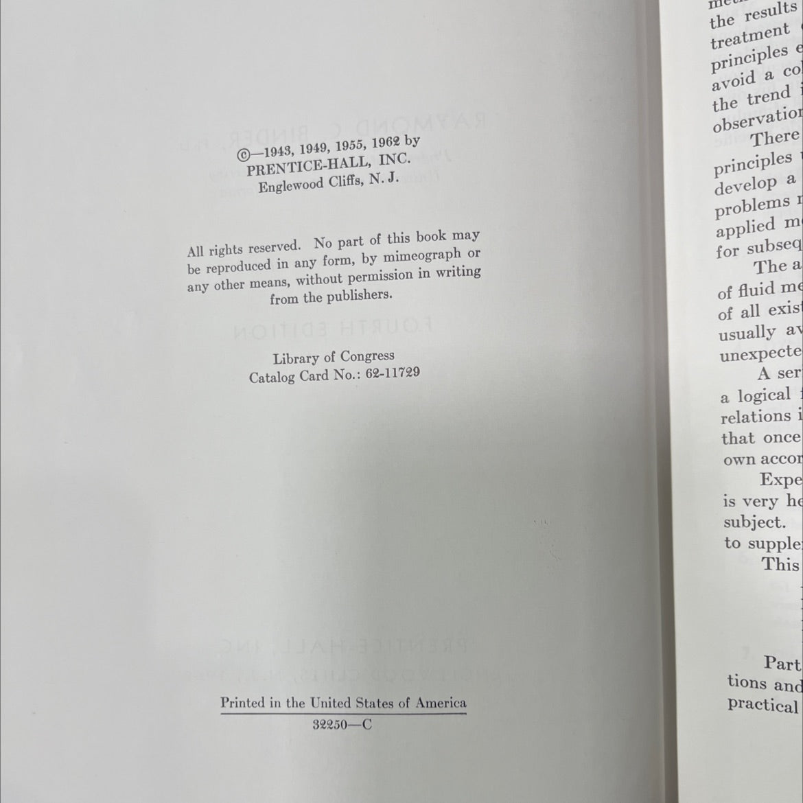 fluid mechanics book, by raymond c. binder, 1962 Hardcover image 3