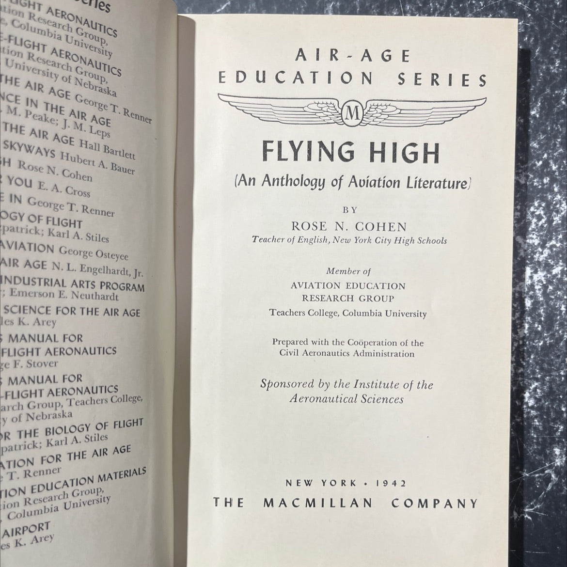 flying high (an anthology of aviation literature) book, by rose n. cohen, 1942 Hardcover image 2