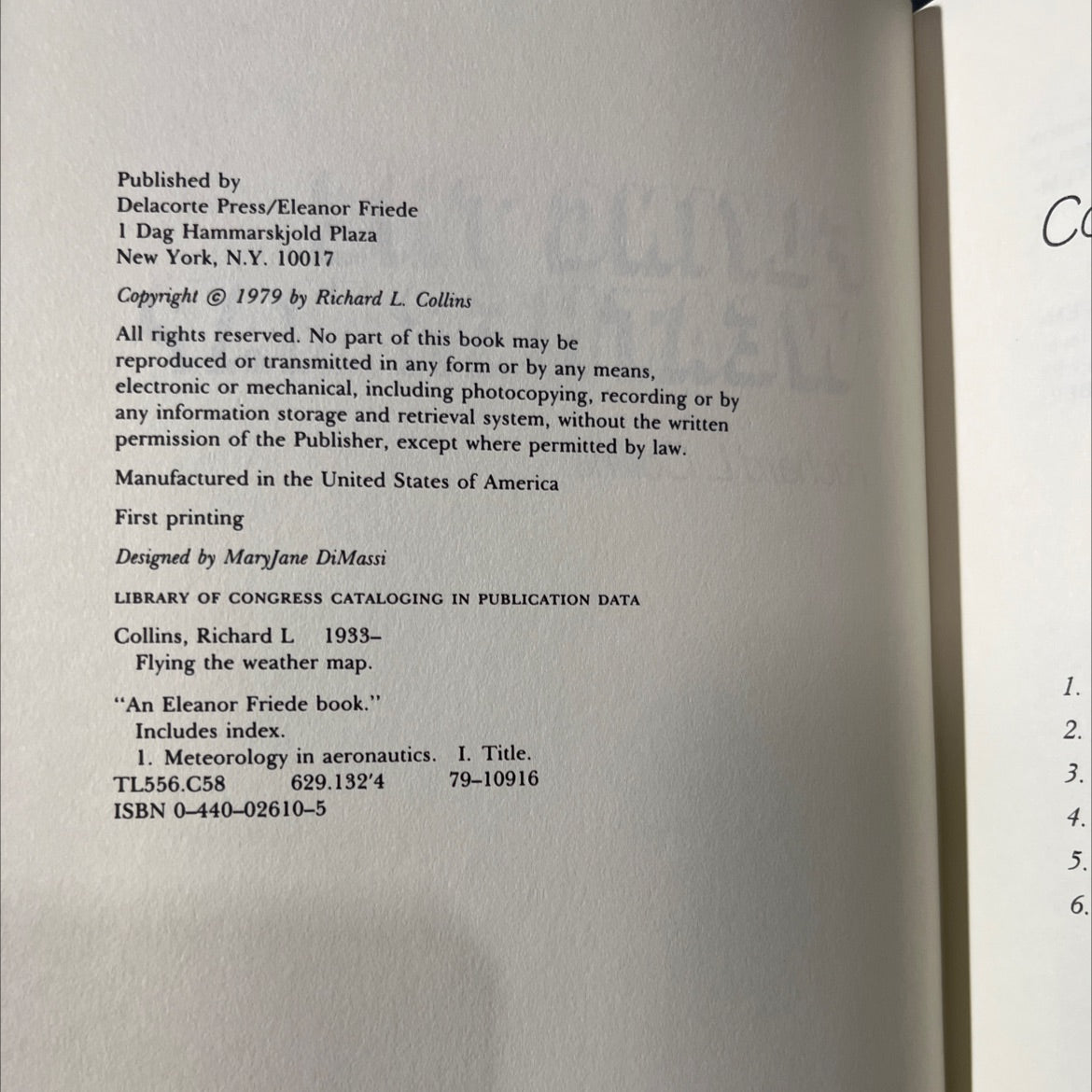 flying the weather map book, by Richard L. Collins, 1979 Hardcover image 3