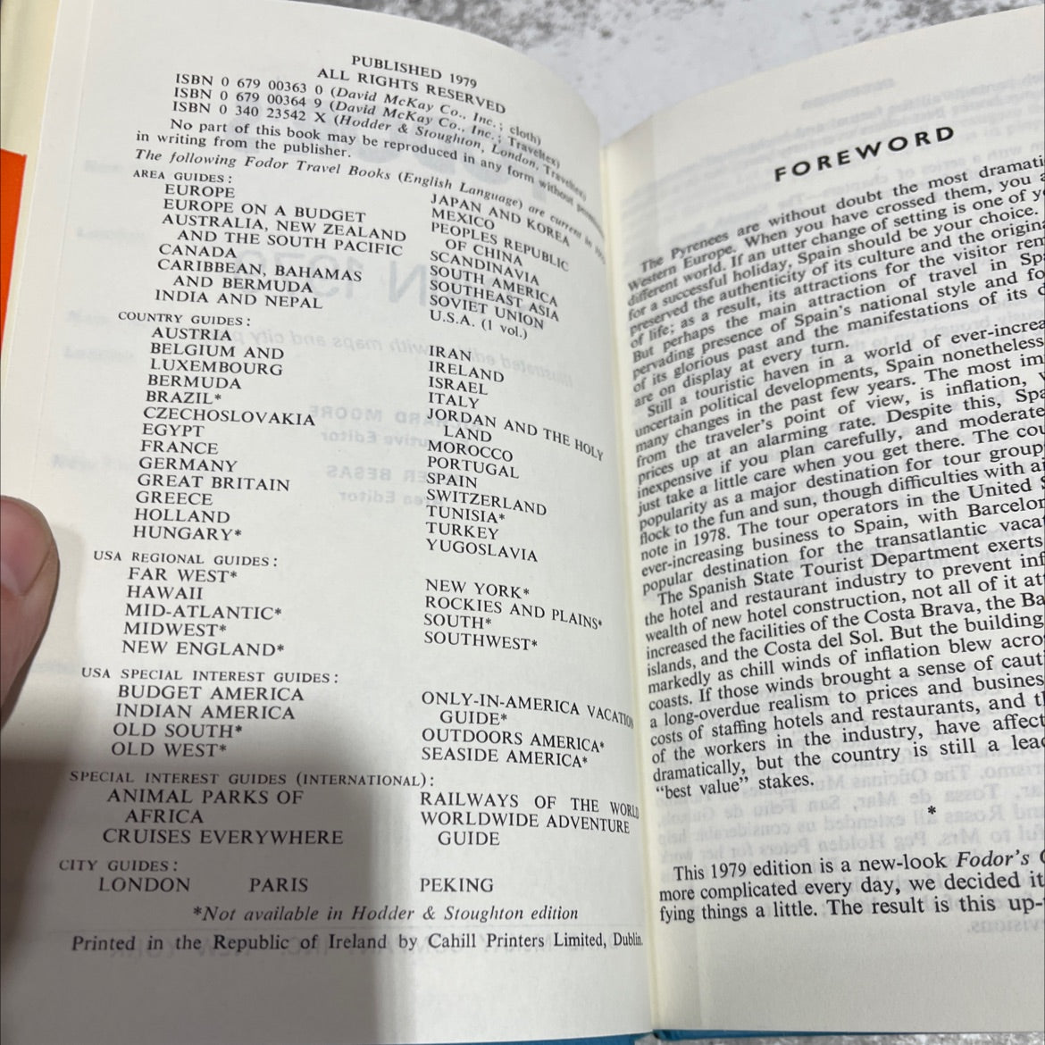 fodor's spain book, by richard moore, 1979 Hardcover image 3