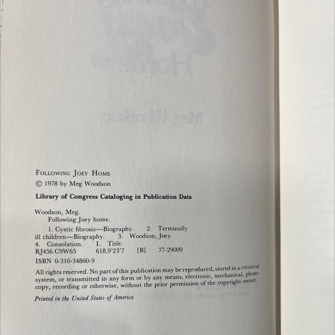 following joey home book, by Meg Woodson, 1978 Hardcover image 3