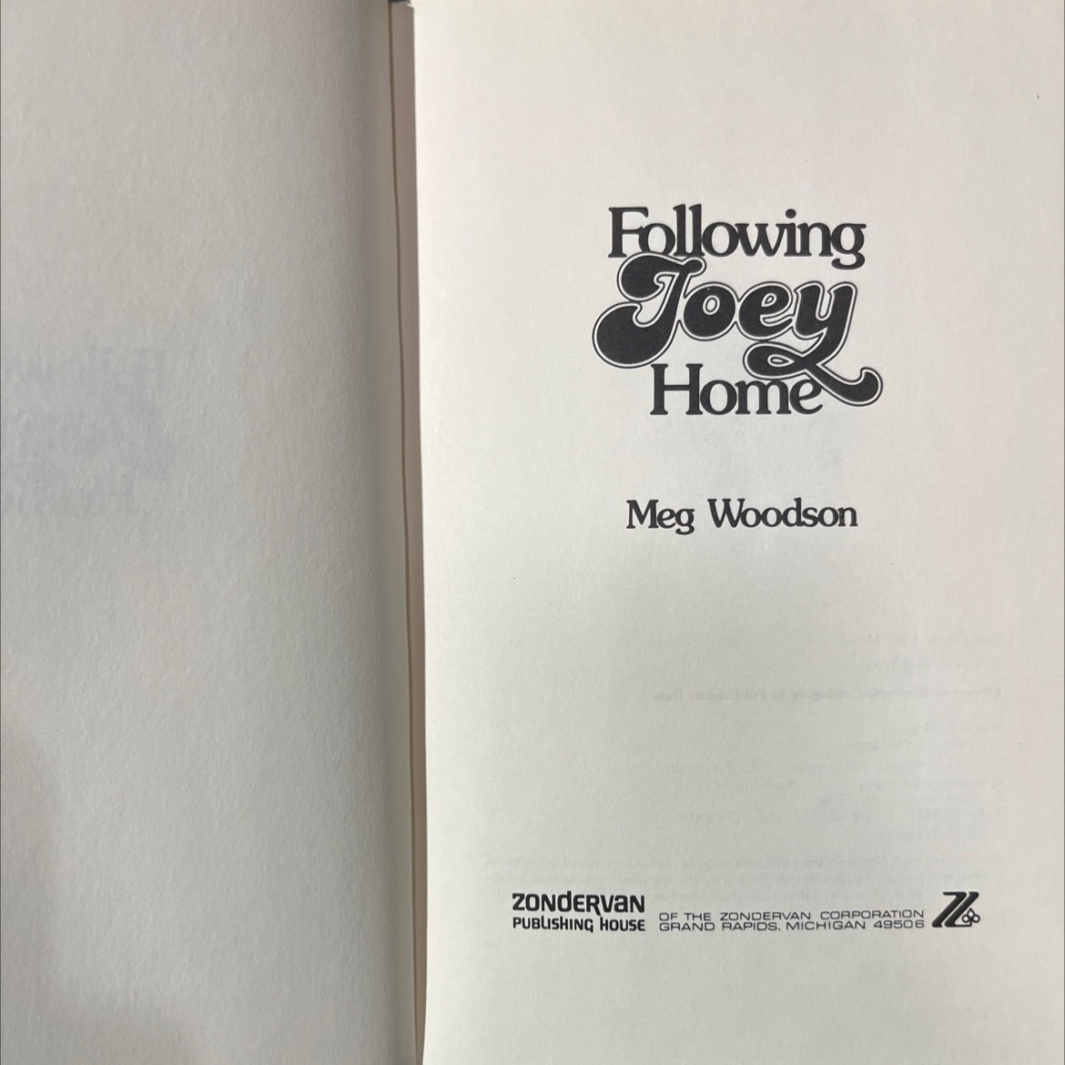 following joey home book, by Meg Woodson, 1978 Hardcover image 2