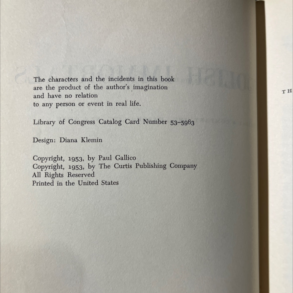 foolish immortals book, by Paul Gallico, 1953 Hardcover image 3