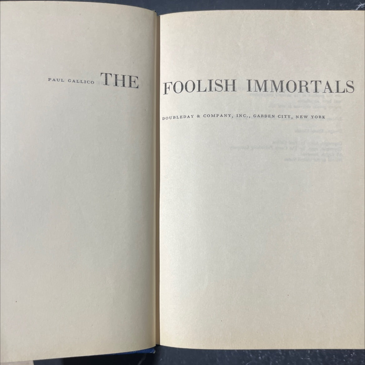 foolish immortals book, by Paul Gallico, 1953 Hardcover image 2