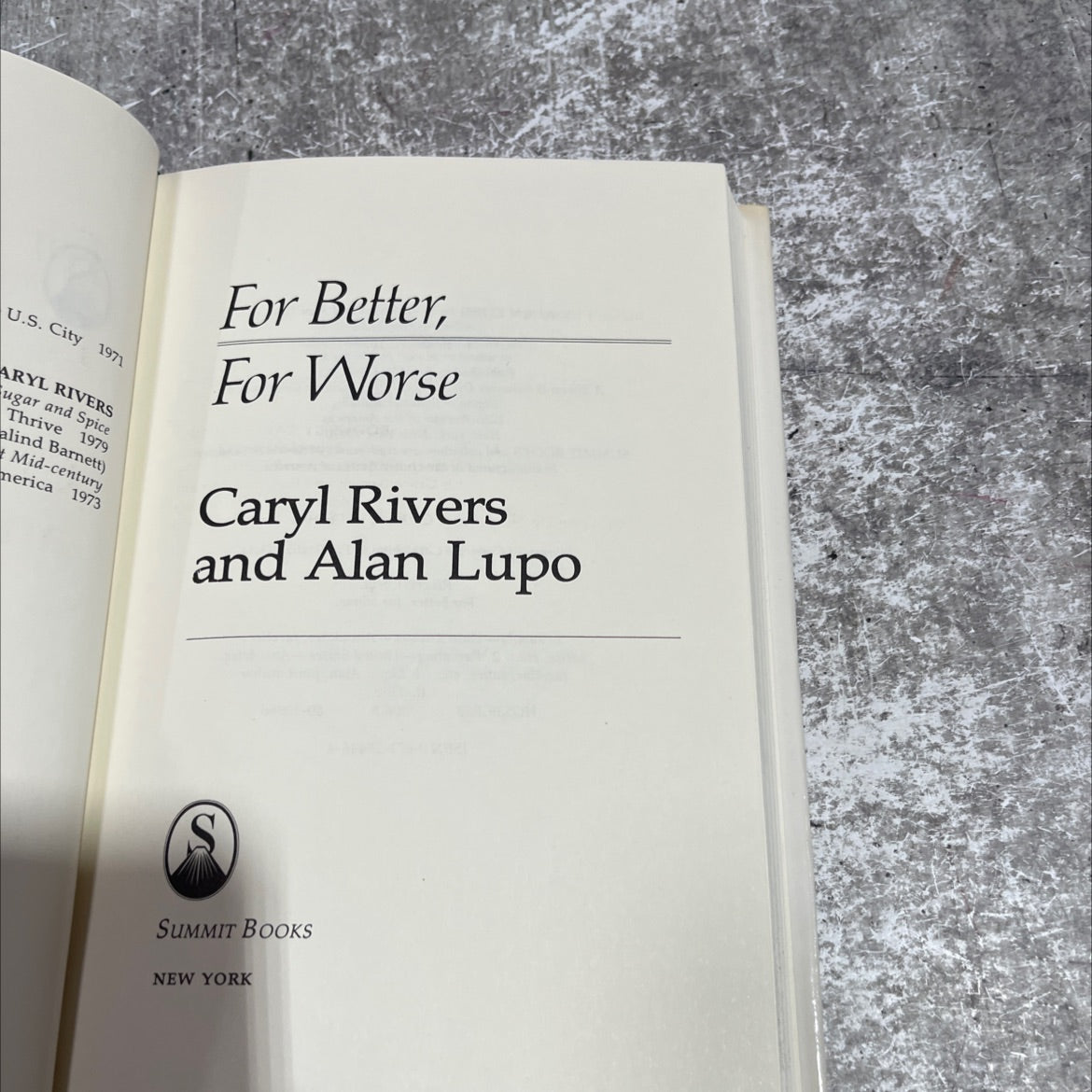 for better, for worse book, by caryl rivers and alan lupo, 1981 Hardcover image 2