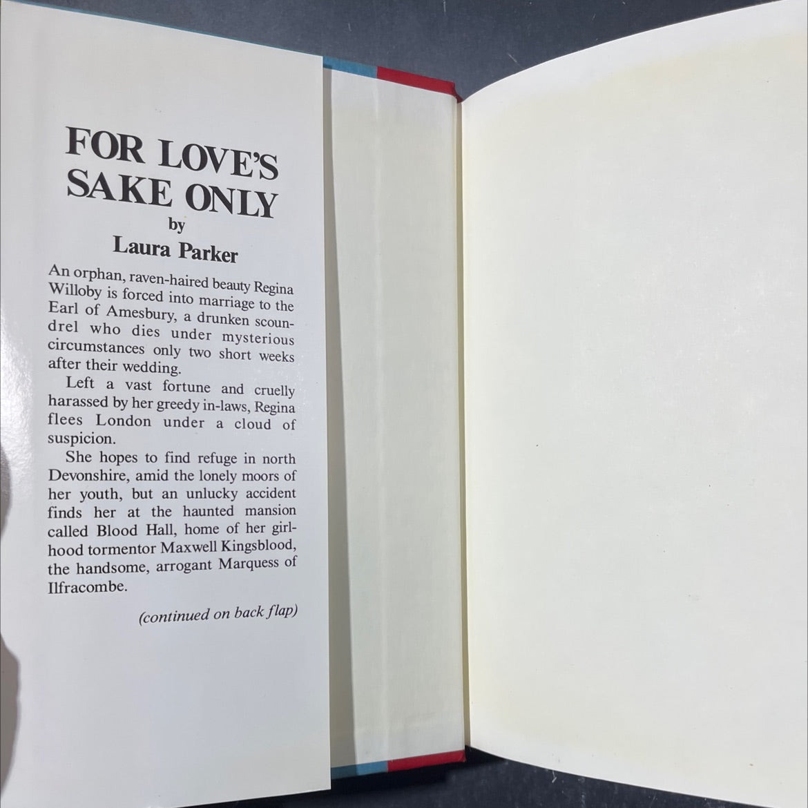 for love's sake only book, by laura parker, 1991 Hardcover image 4