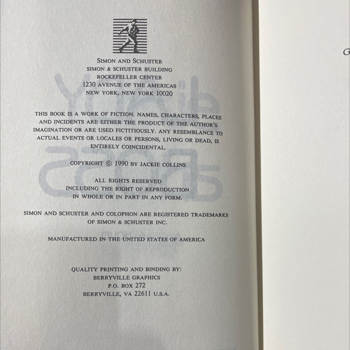 for the love of money book, by jackie collins, 1990 Hardcover image 3