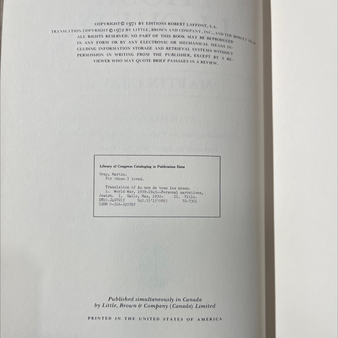 for those i loved book, by martin gray, 1972 Hardcover image 3