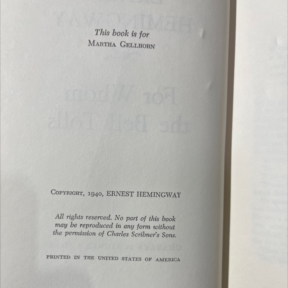 for whom the bell tolls book, by ernest hemingway, 1940 Hardcover image 3