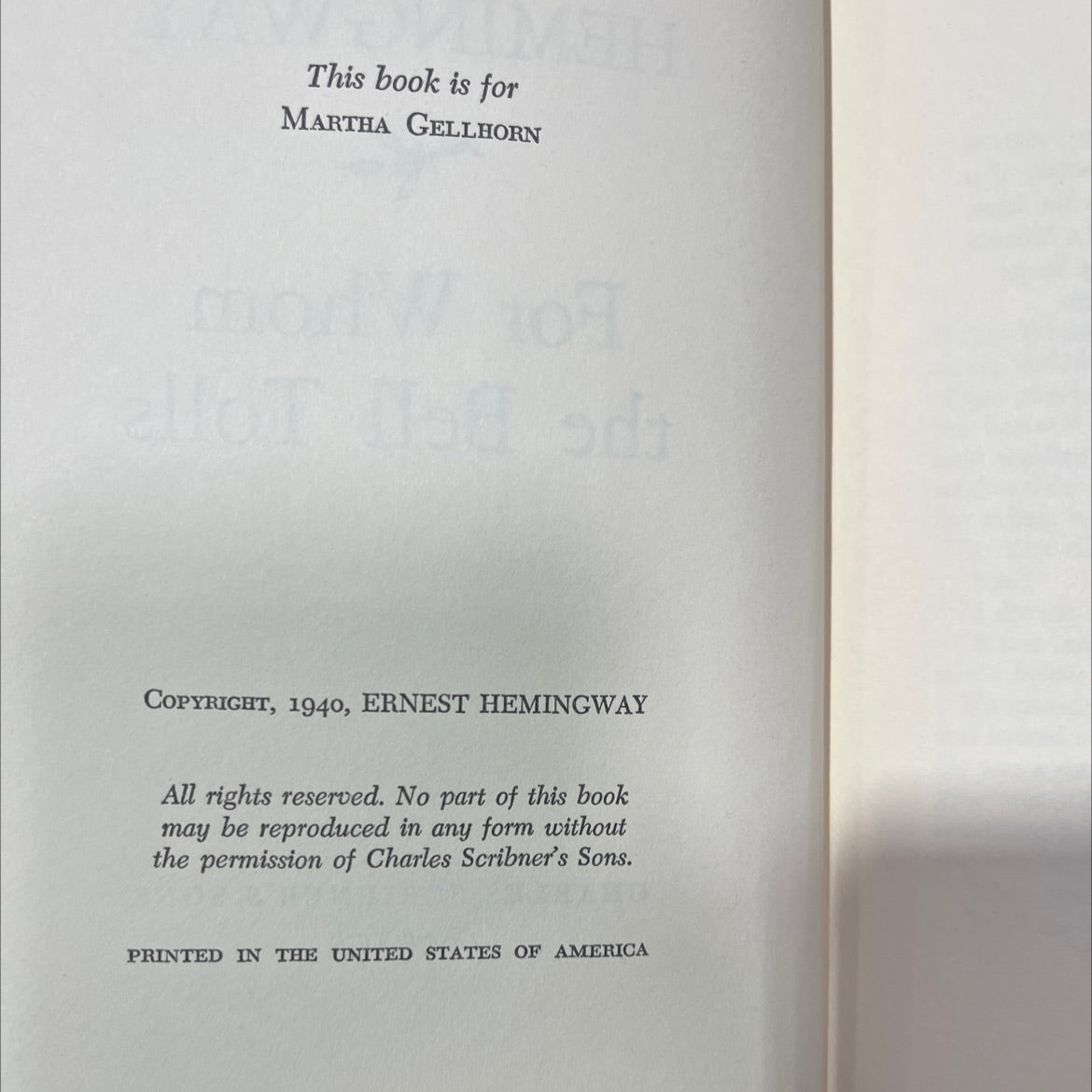 for whom the bell tolls book, by ernest hemingway, 1940 Hardcover image 3