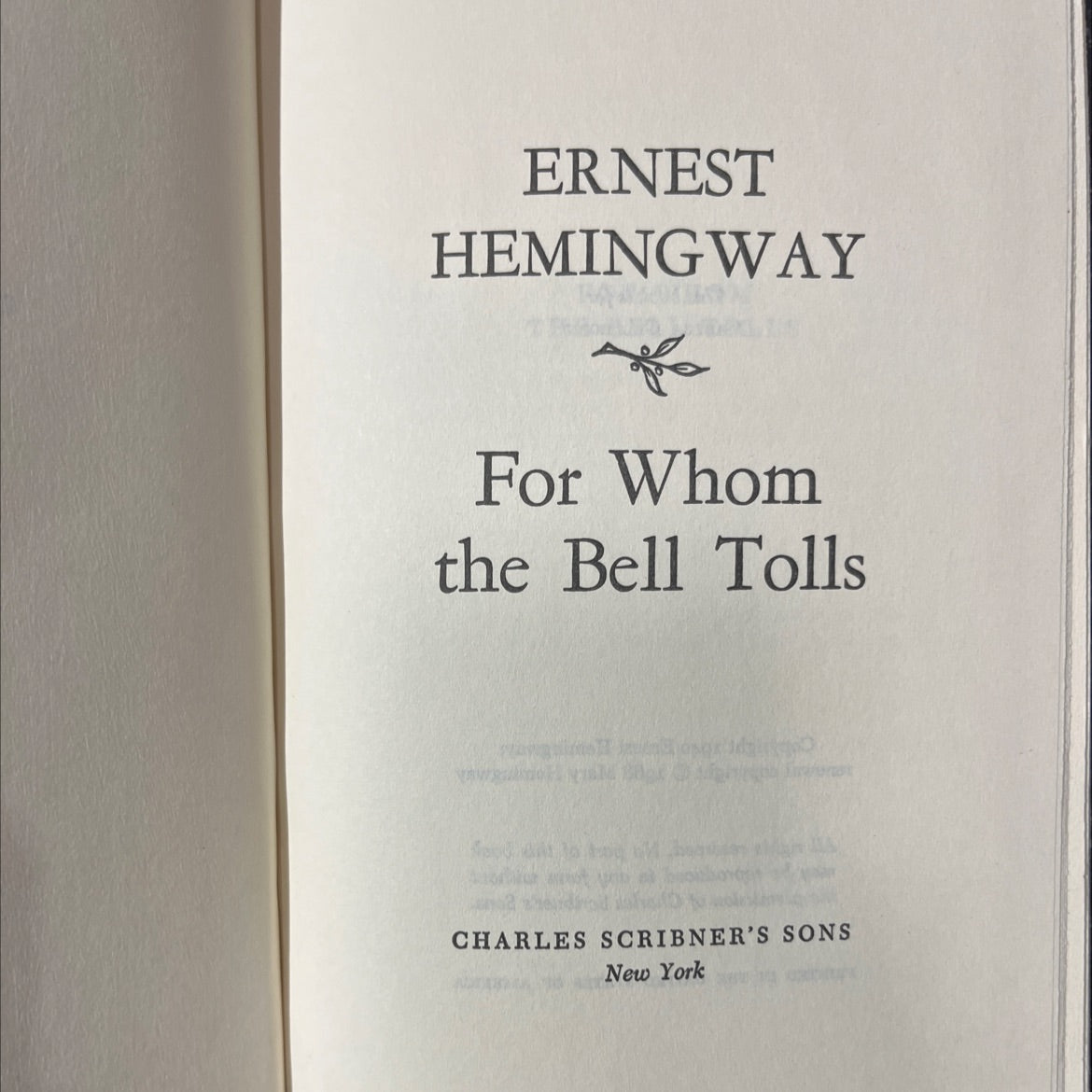for whom the bell tolls book, by ernest hemingway, 1968 Hardcover image 2
