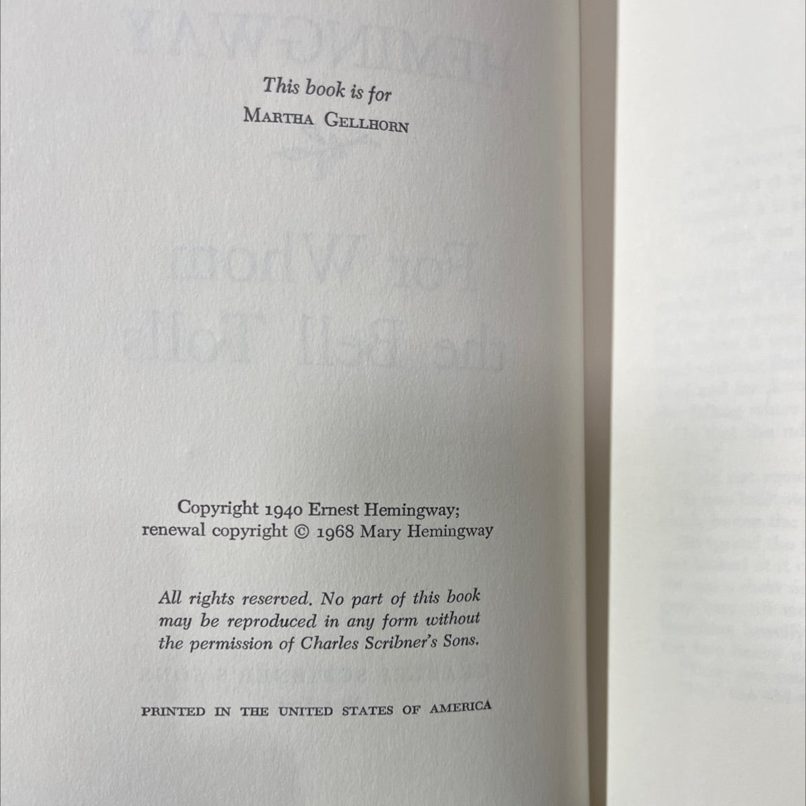 for whom the bell tolls book, by ernest hemingway, 1968 Hardcover image 3