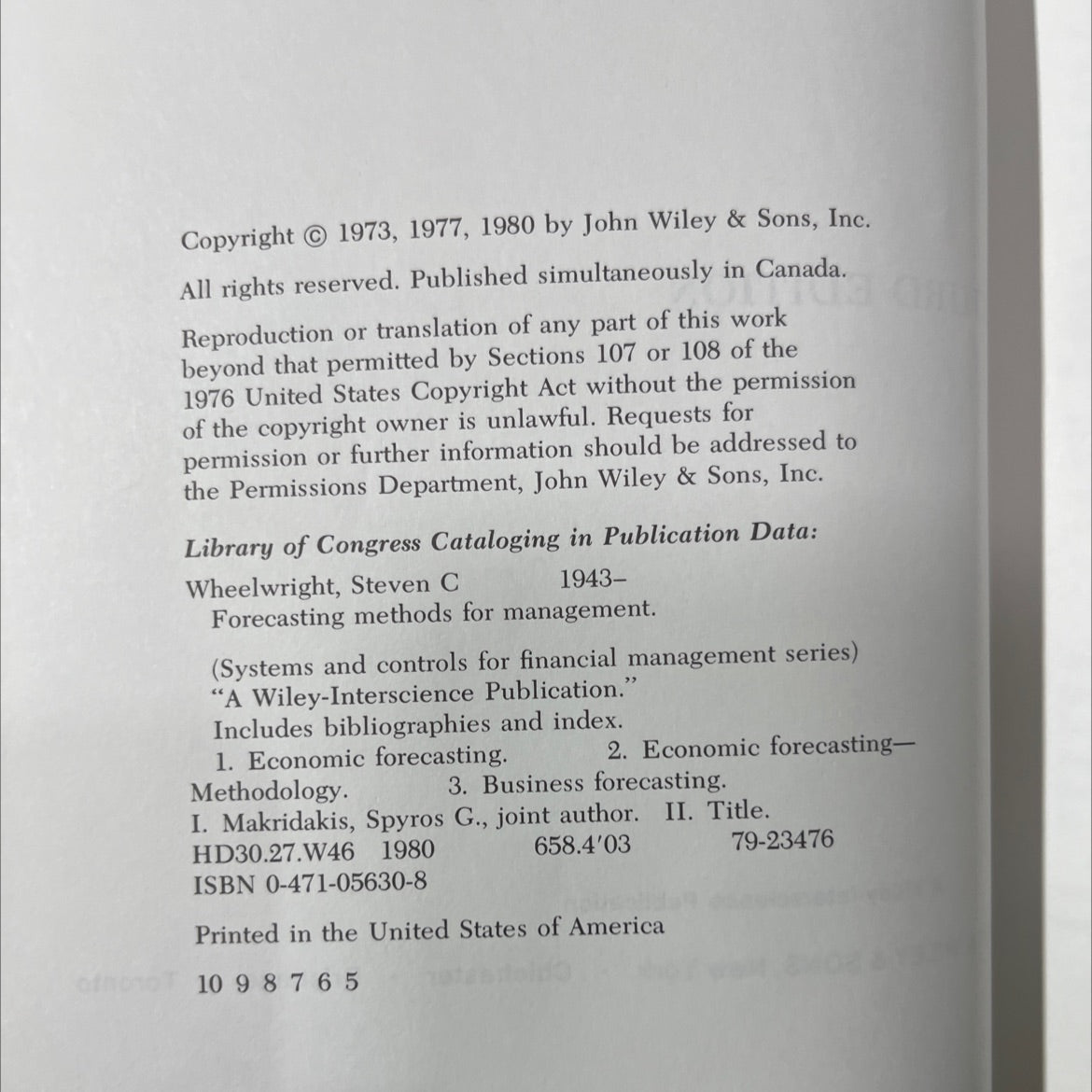 forecasting methods for management book, by steven c. wheelwright, spyros makridakis, 1980 Hardcover image 3