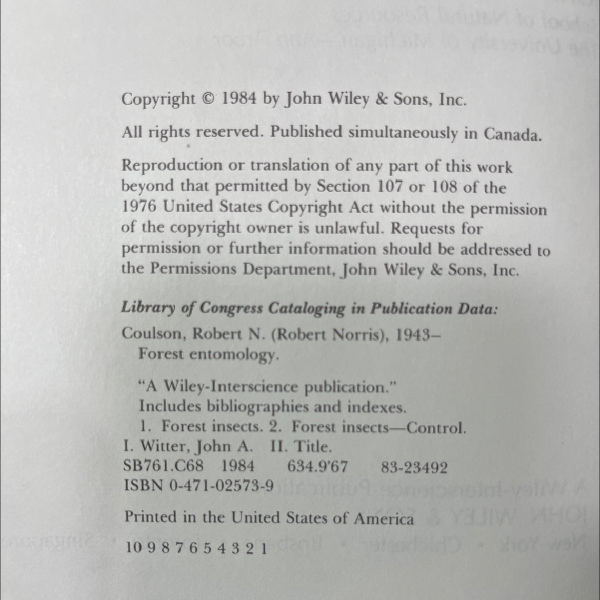 forest entomology ecology and management book, by Robert N. Coulson, John A. Witter, 1984 Hardcover image 3