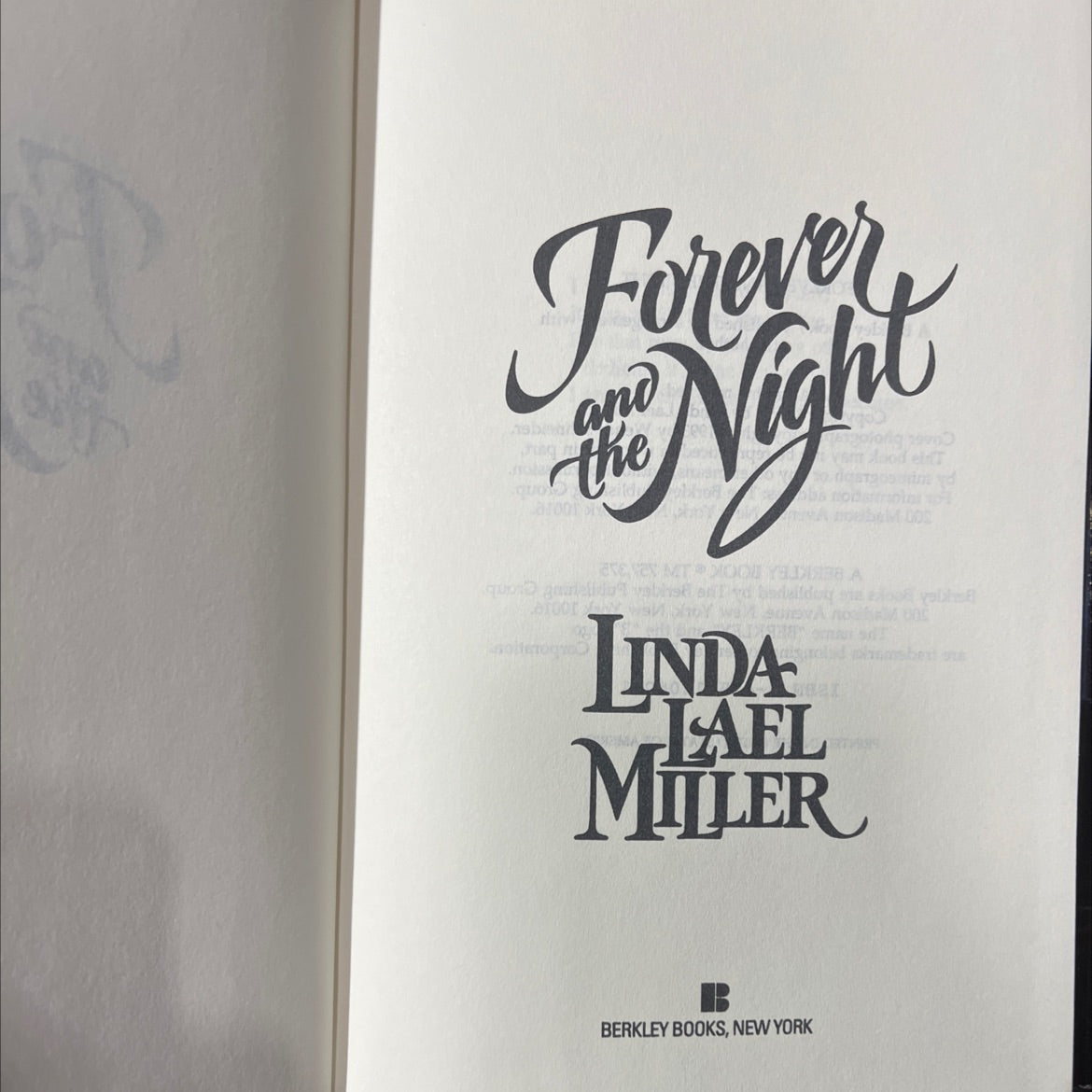 forever and the night book, by Linda Lael Miller, 1993 Hardcover image 2