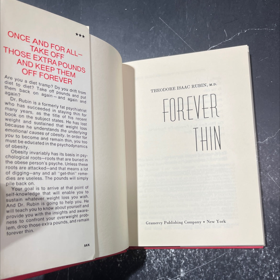 forever thin book, by theodore isaac rubin, m.d., 1970 Hardcover image 4
