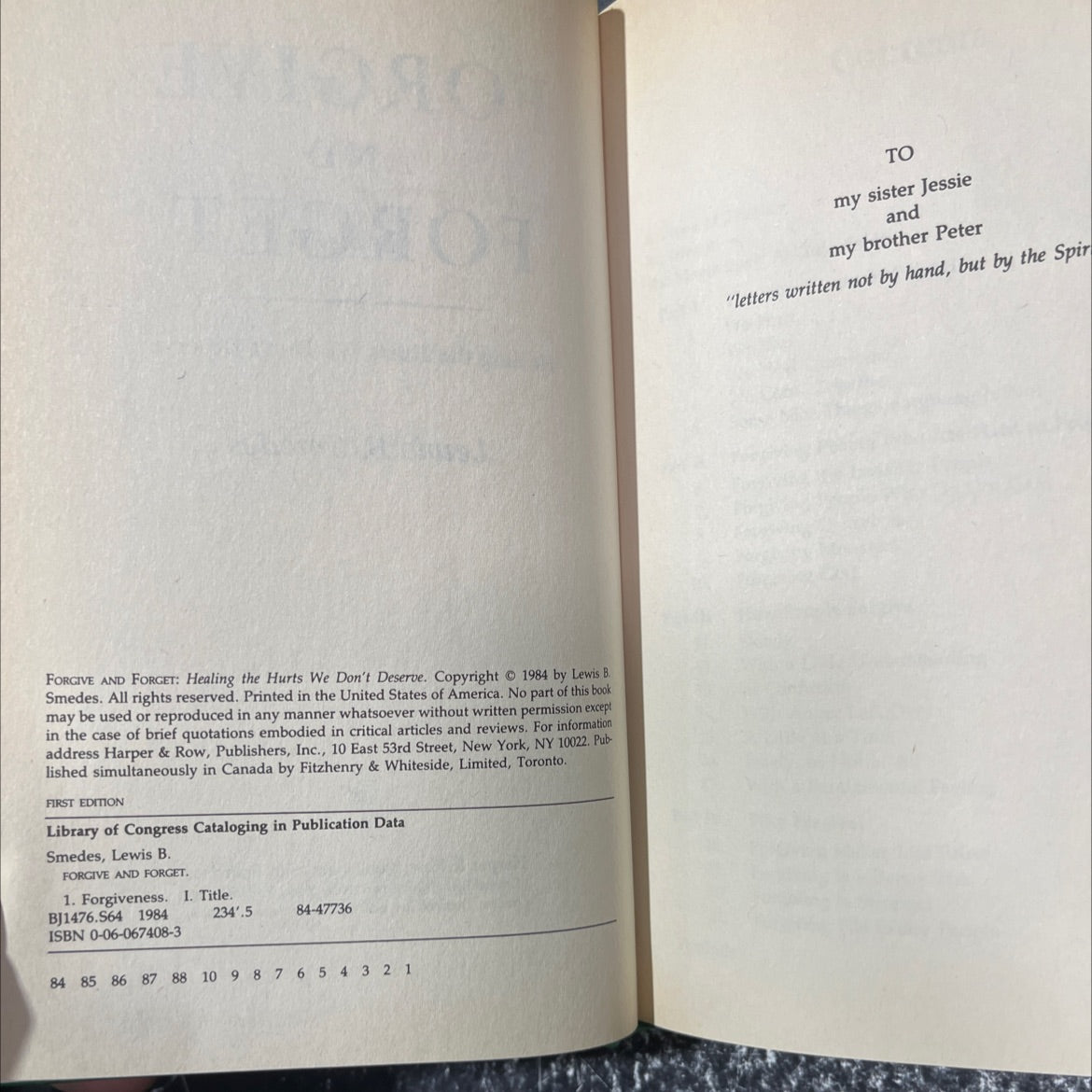 forgive and forget: healing the hurts we don't deserve book, by Lewis B. Smedes, 1984 Hardcover image 3