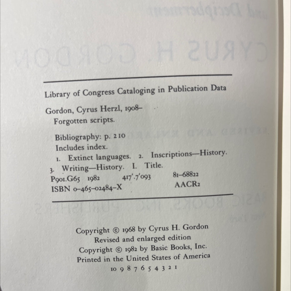 forgotten scripts their ongoing discovery and decipherment book, by cyrus h. gordon, 1982 Hardcover image 3