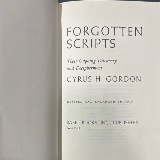 forgotten scripts their ongoing discovery and decipherment book, by cyrus h. gordon, 1982 Hardcover image 2
