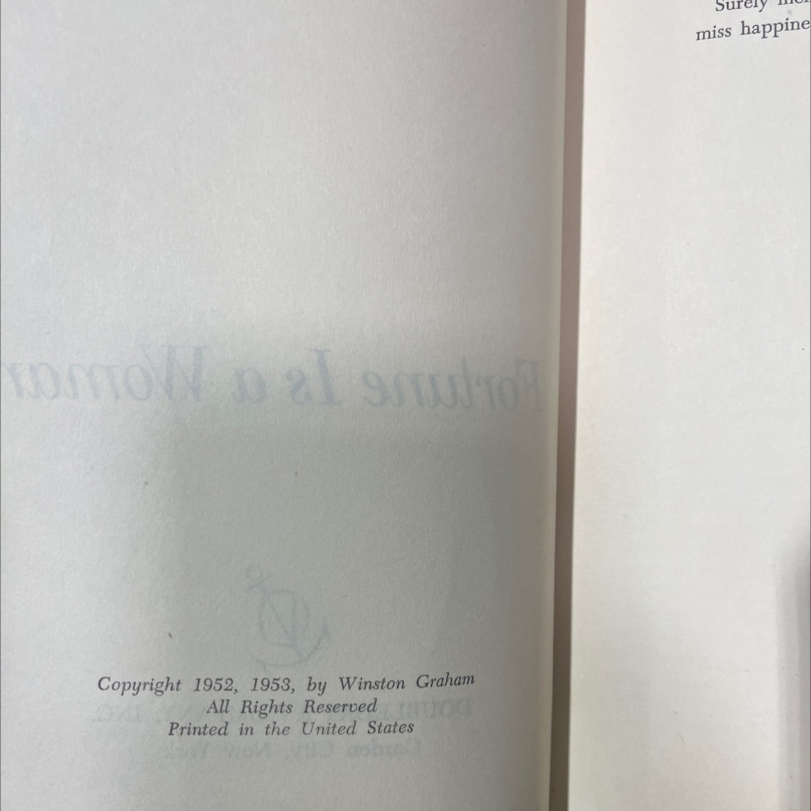 fortune is a woman book, by winston graham, 1953 Hardcover image 3