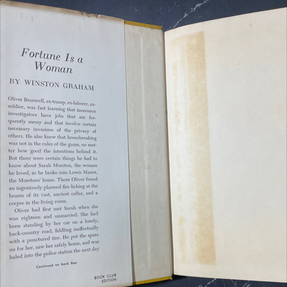 fortune is a woman book, by winston graham, 1953 Hardcover image 4