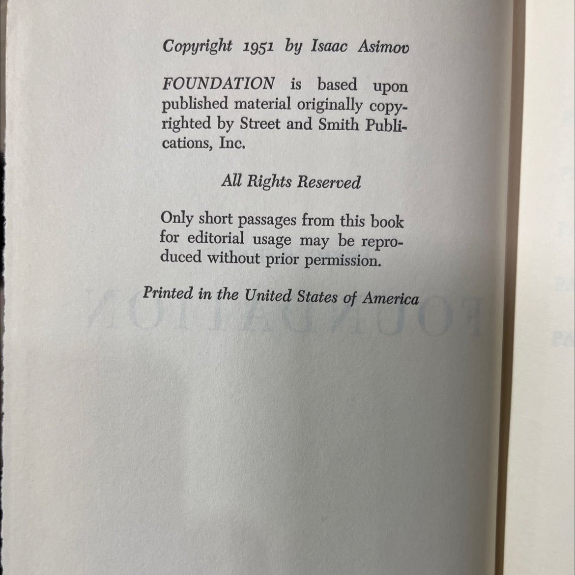 foundation book, by Isaac Asimov, 1951 Hardcover image 3