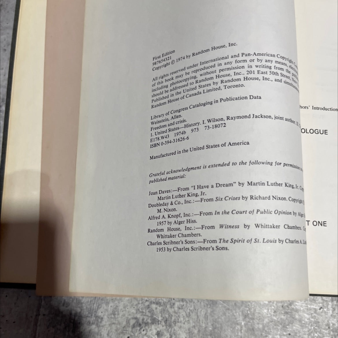 freedom and crisis book, by allen weinstein, r. jackson wilson, 1974 Hardcover image 3
