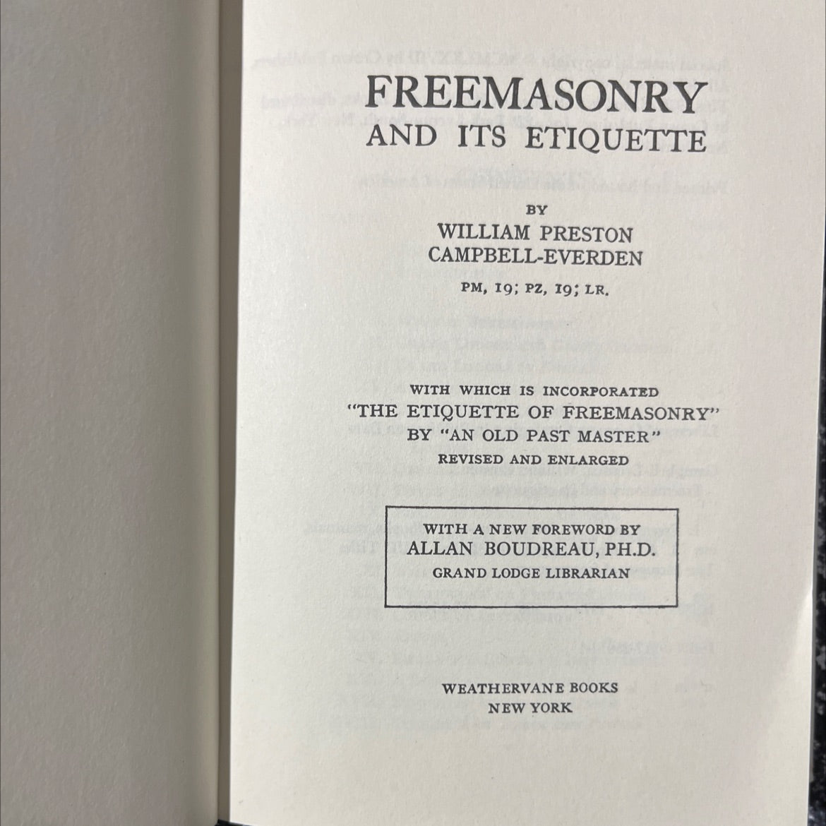 freemasonry and its etiquette book, by william preston campbell-everden, 1978 Hardcover image 2