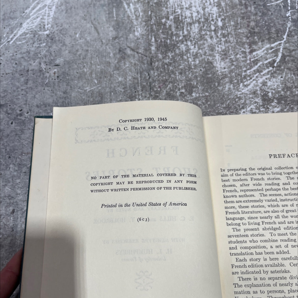 french short stories book, by e. c. hills, r. t. holbrook, h. l. humphreys, 1945 Hardcover image 3