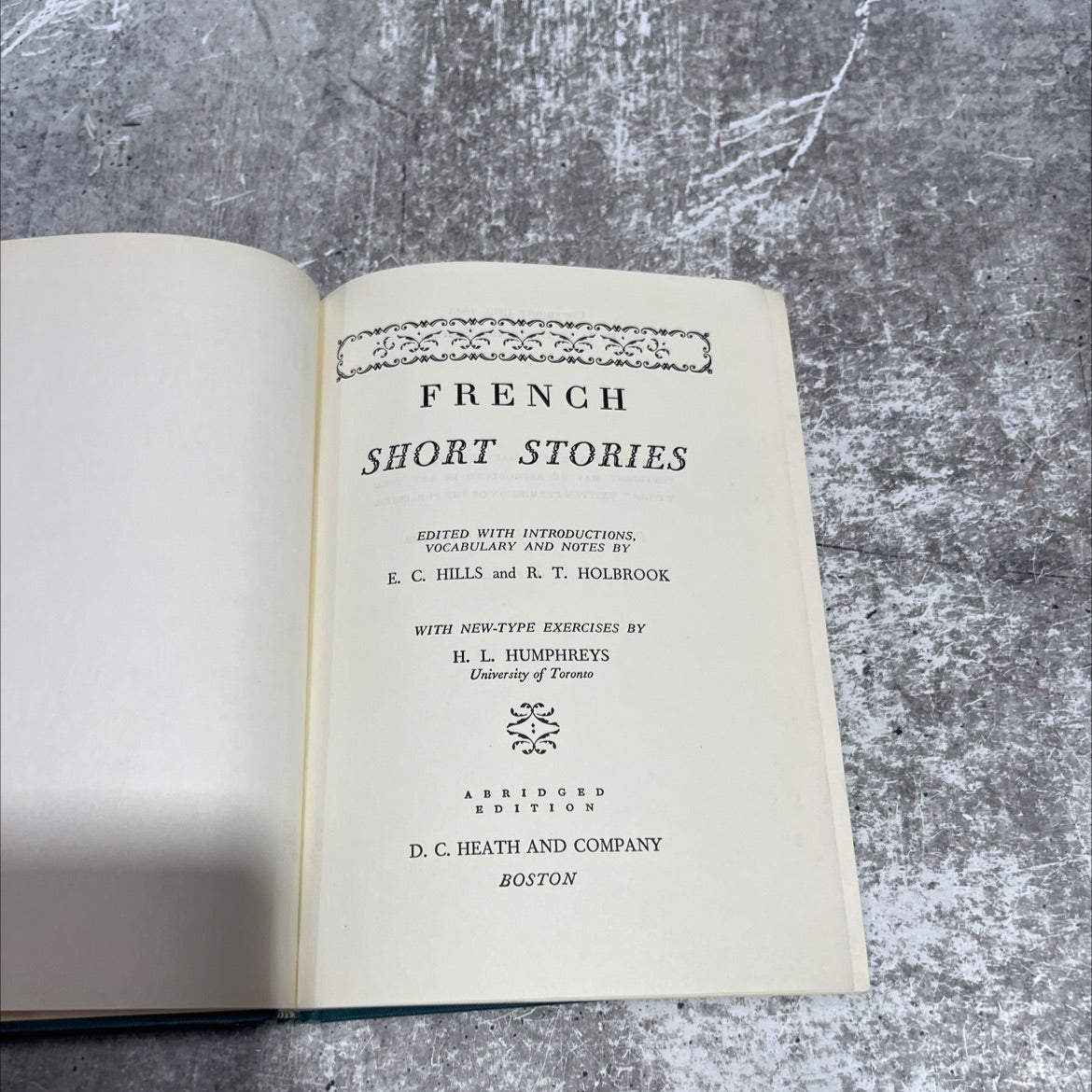 french short stories book, by e. c. hills, r. t. holbrook, h. l. humphreys, 1945 Hardcover image 2