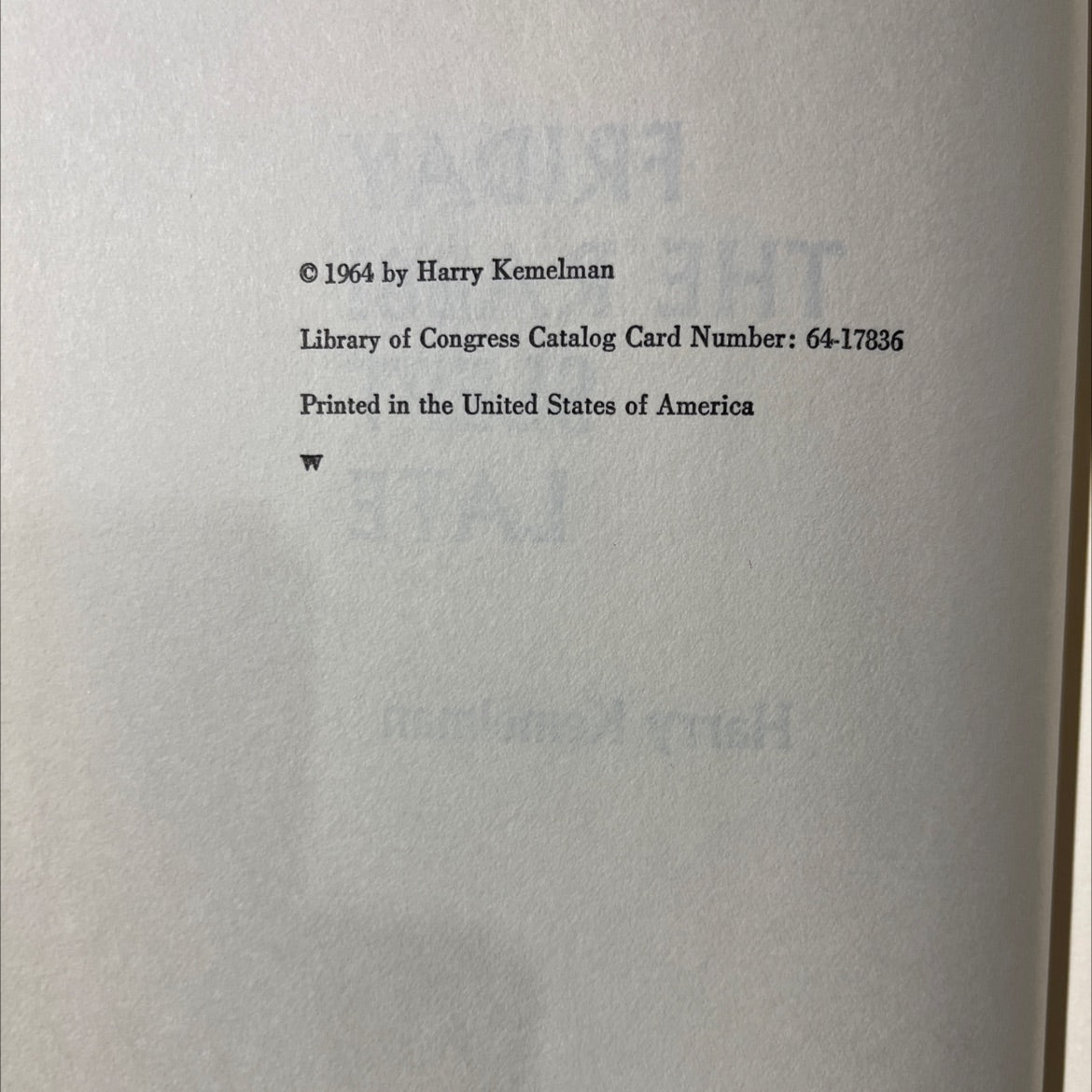 friday the rabbi slept late book, by Harry Kemelman, 1964 Hardcover image 3